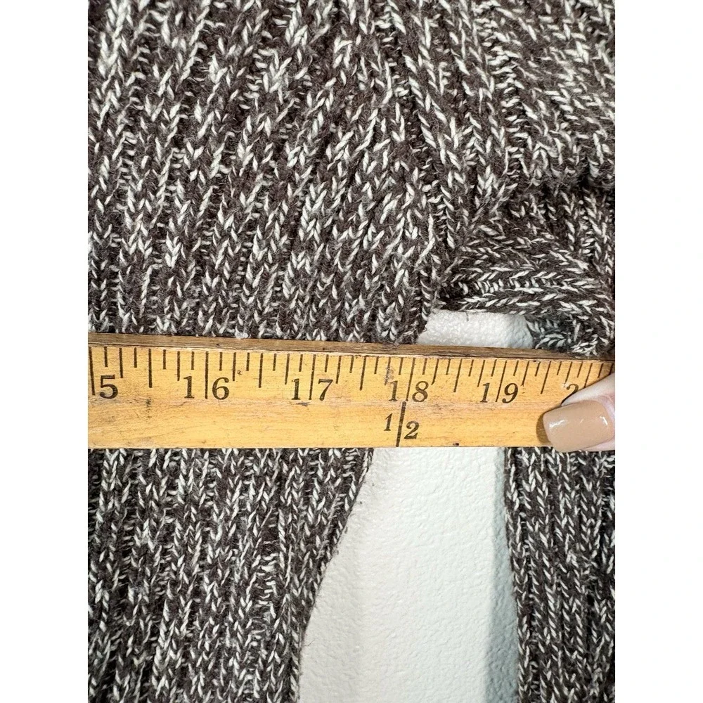 Women's  Large EFFECI Sweater Brown‎ /White Knit Hooded Double Buttons